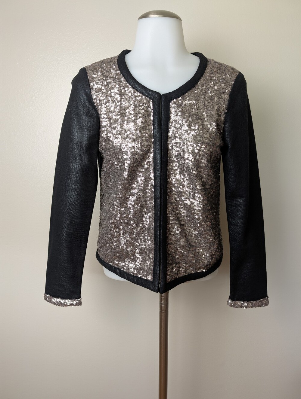 Generation Love Sequin Cardigan Jacket Black & Pewter New Size Small